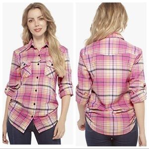 Pink Plaid button shirt size small
